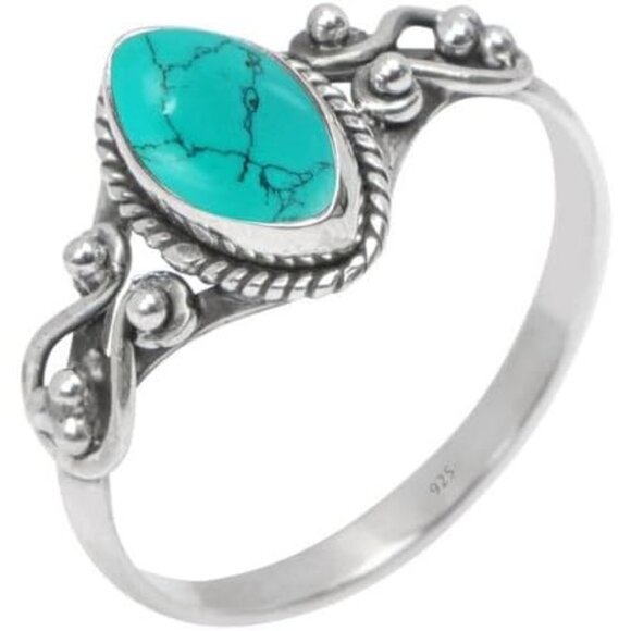Turquoise Handmade Ring Gemstone Promise Silver Ring